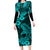 Hawaii Shark Long Sleeve Bodycon Dress Polynesian Pattern Turquoise Version LT01 Long Dress Turquoise - Polynesian Pride