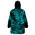 Hawaii Shark Wearable Blanket Hoodie Polynesian Pattern Turquoise Version LT01 - Polynesian Pride