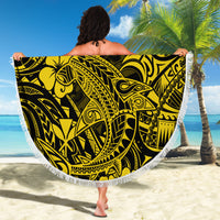 Hawaii Shark Beach Blanket Polynesian Pattern Yellow Version LT01 - Wonder Print Shop