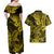 Hawaii Shark Couples Matching Off Shoulder Maxi Dress and Hawaiian Shirt Polynesian Pattern Yellow Version LT01 - Polynesian Pride