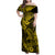 Hawaii Shark Family Matching Off Shoulder Maxi Dress and Hawaiian Shirt Polynesian Pattern Yellow Version LT01 Mom's Dress Yellow - Polynesian Pride