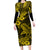 Hawaii Shark Long Sleeve Bodycon Dress Polynesian Pattern Yellow Version LT01 Long Dress Yellow - Polynesian Pride