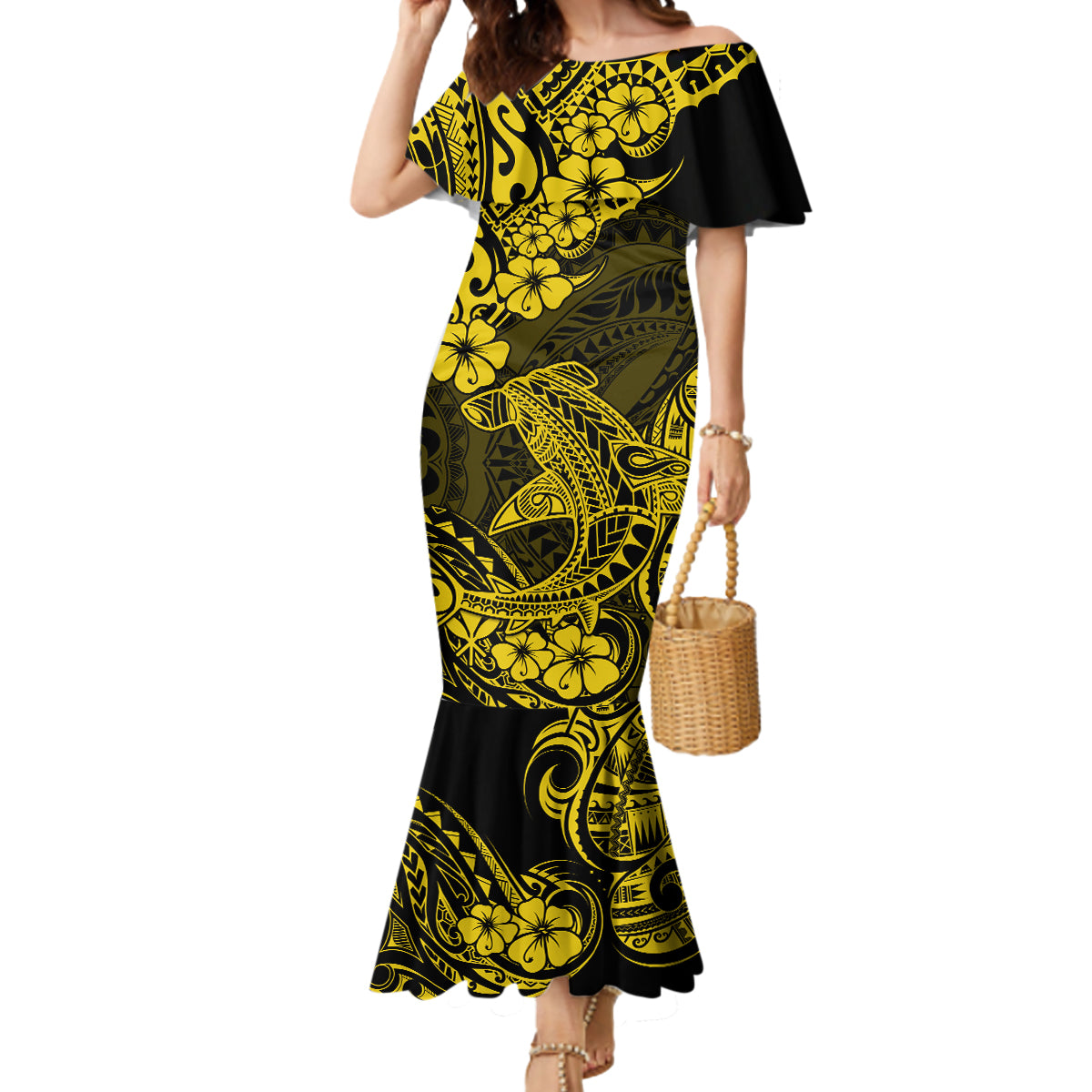 Polynesian Mermaid shops Dress | Mermaid Hawaiian Style Long Dress