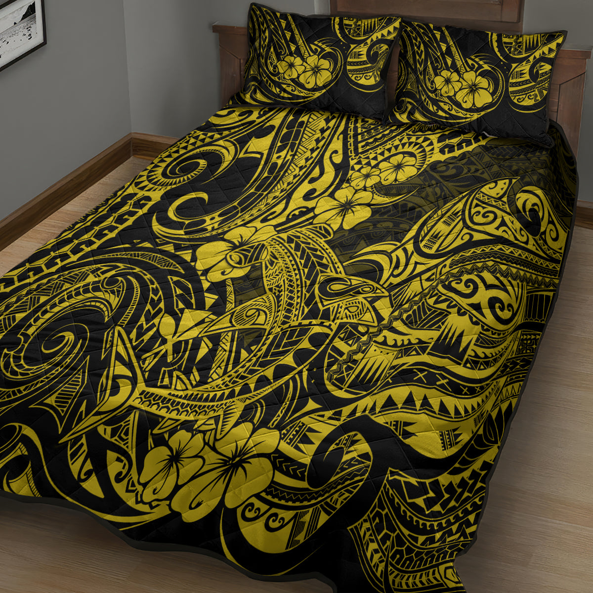 Hawaii Shark Quilt Bed Set Polynesian Pattern Yellow Version LT01 - Polynesian Pride