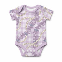 Pua Kalaunu Lei Baby Onesie Palaka Pattern LT01 Purple - Polynesian Pride