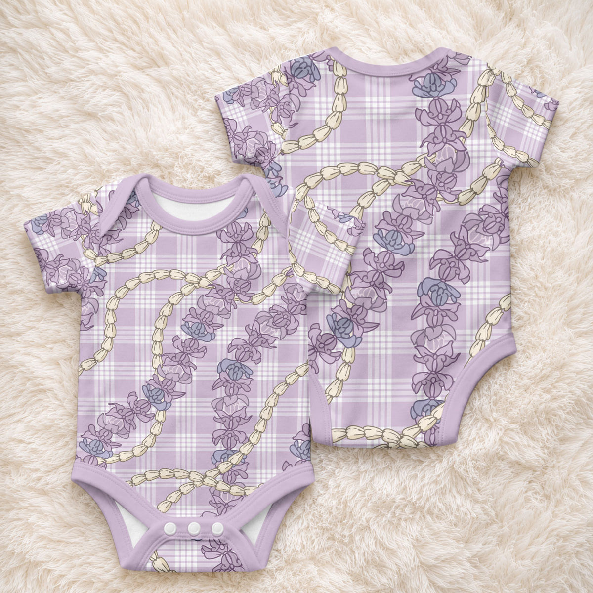 Pua Kalaunu Lei Baby Onesie Palaka Pattern LT01 - Polynesian Pride
