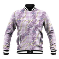 Pua Kalaunu Lei Baseball Jacket Palaka Pattern LT01 Unisex Purple - Polynesian Pride