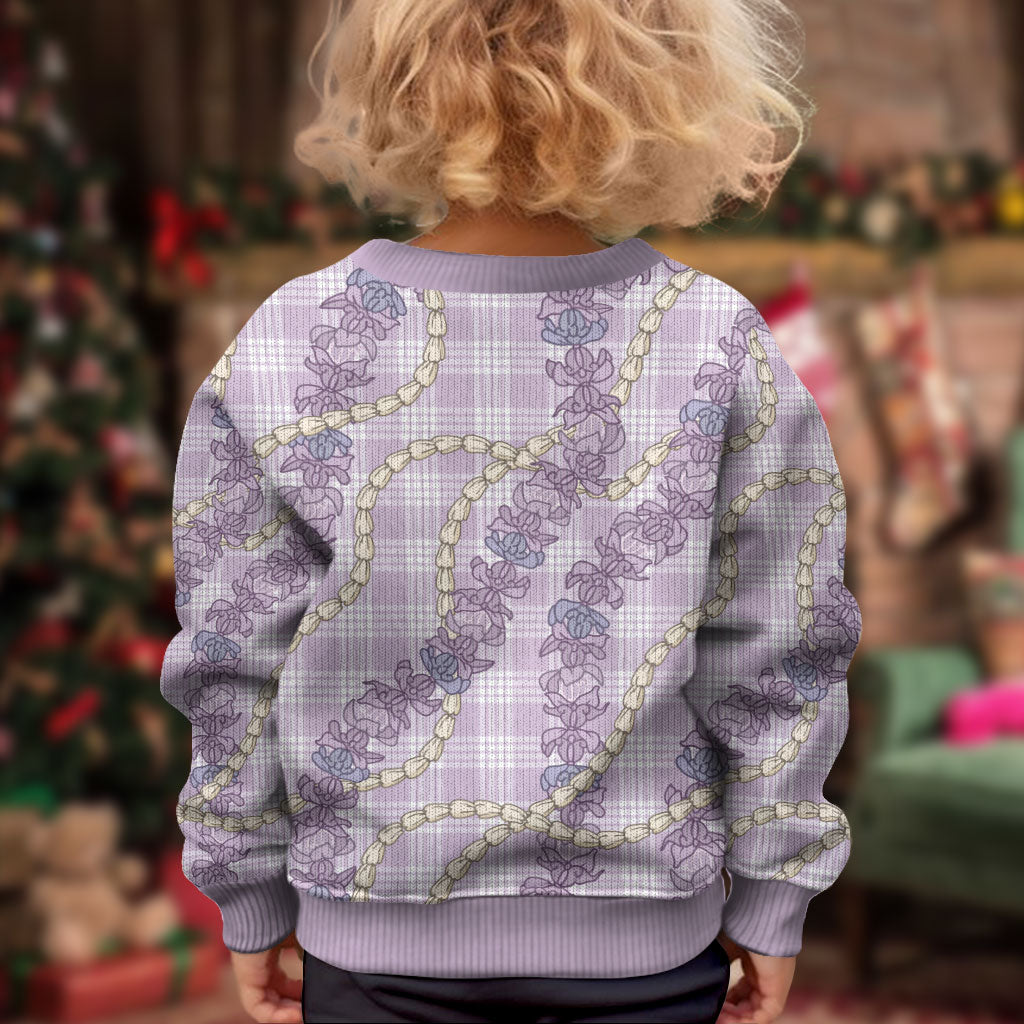 Pua Kalaunu Lei Kid Ugly Christmas Sweater Palaka Pattern LT01 - Polynesian Pride
