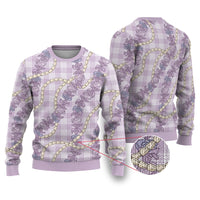 Pua Kalaunu Lei Ugly Christmas Sweater Palaka Pattern LT01 Purple - Polynesian Pride