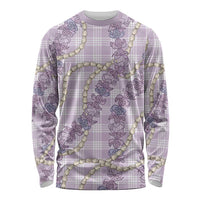 Pua Kalaunu Lei Long Sleeve Shirt Palaka Pattern LT01 Unisex Purple - Polynesian Pride