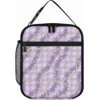 Pua Kalaunu Lei Lunch Bag Palaka Pattern LT01 10.2 × 8.3 × 4.3 inch Purple - Polynesian Pride