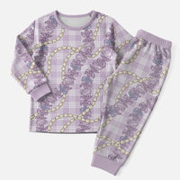 Pua Kalaunu Lei Christmas Pajama Set Palaka Pattern LT01 Men Purple - Polynesian Pride