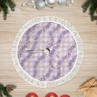 Pua Kalaunu Lei Tree Skirt Palaka Pattern LT01 Fringed Purple - Polynesian Pride