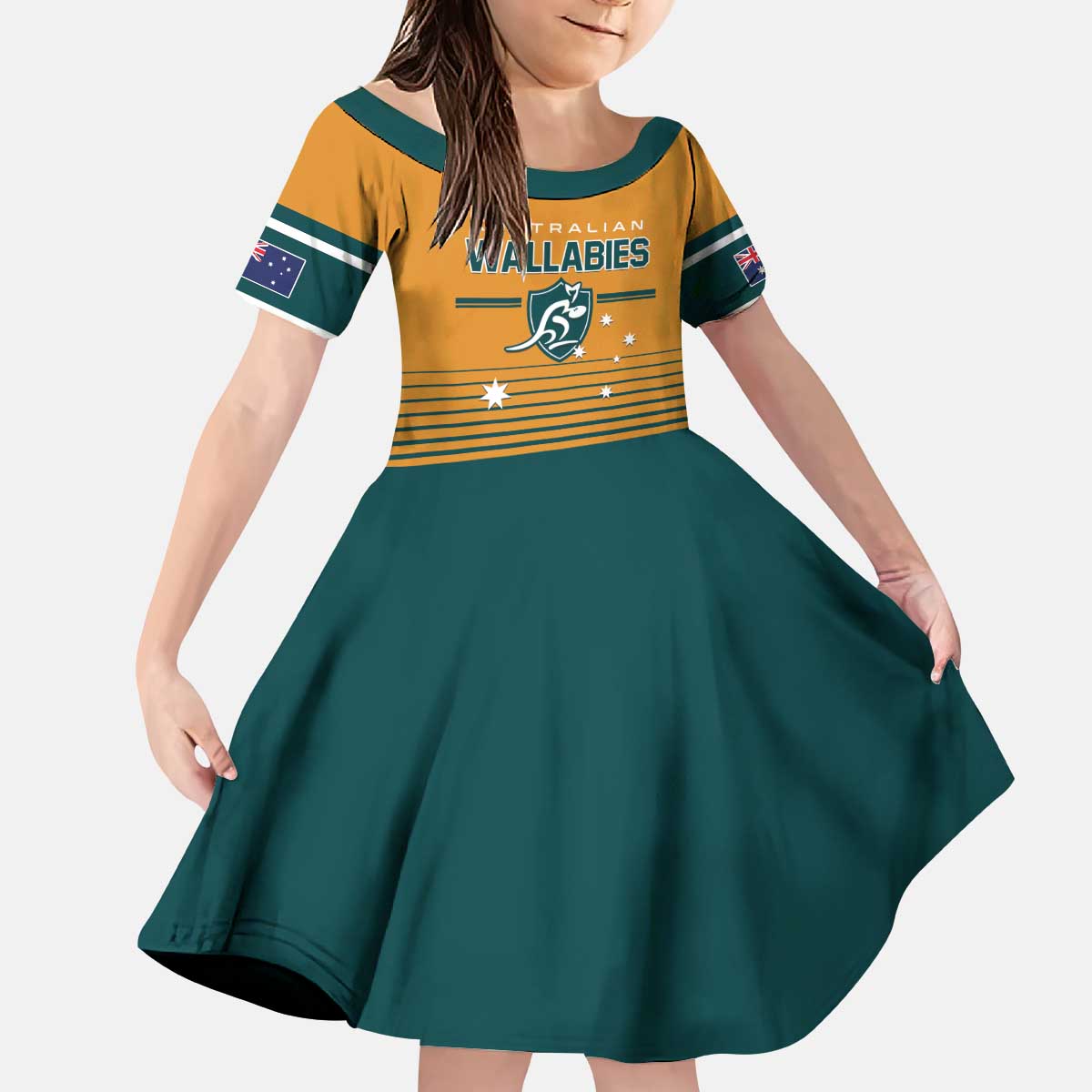 Custom Rugby Australia Kid Short Sleeve Dress Junior Wallabies Go Champions LT01 KID Yellow - Polynesian Pride