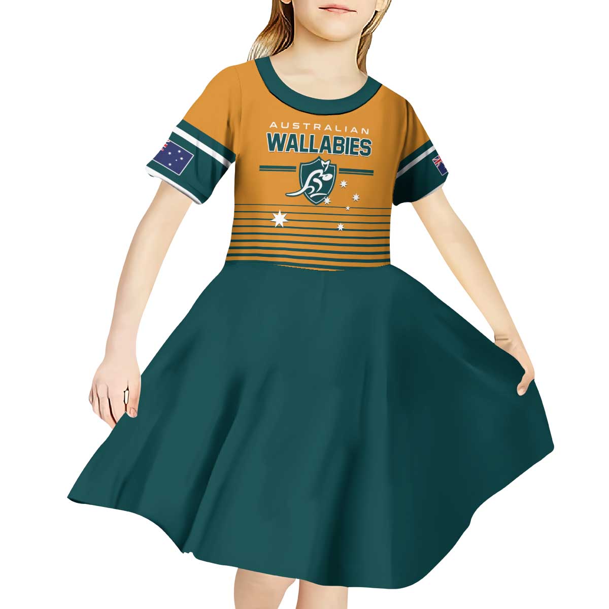 Custom Rugby Australia Kid Short Sleeve Dress Junior Wallabies Go Champions LT01 - Polynesian Pride