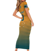 Custom Rugby Australia Short Sleeve Bodycon Dress Junior Wallabies Go Champions LT01 - Polynesian Pride