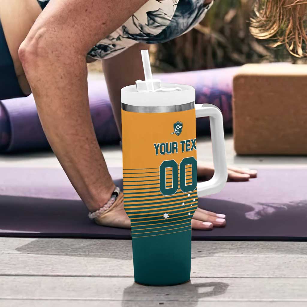 Custom Rugby Australia Tumbler With Handle Junior Wallabies Go Champions LT01 - Polynesian Pride