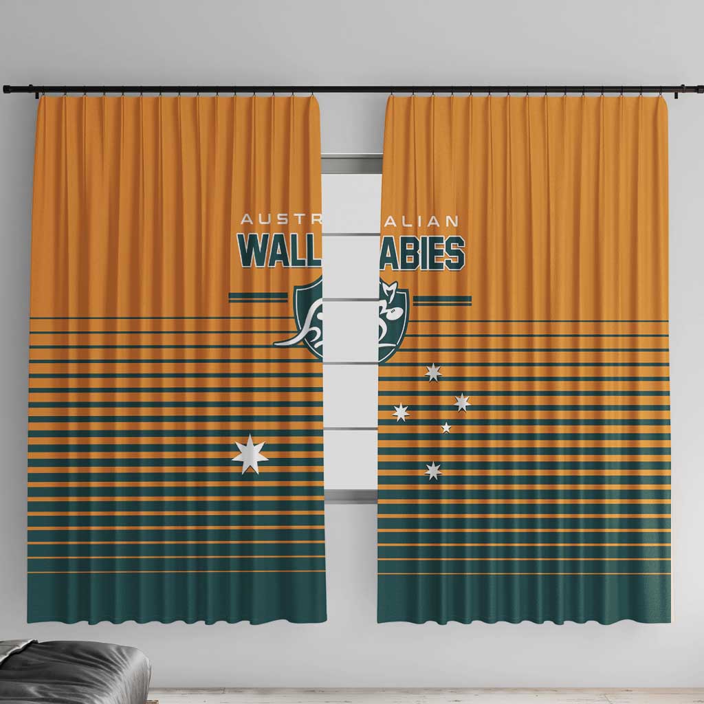 Rugby Australia Window Curtain Junior Wallabies Go Champions LT01 With Hooks Yellow - Polynesian Pride