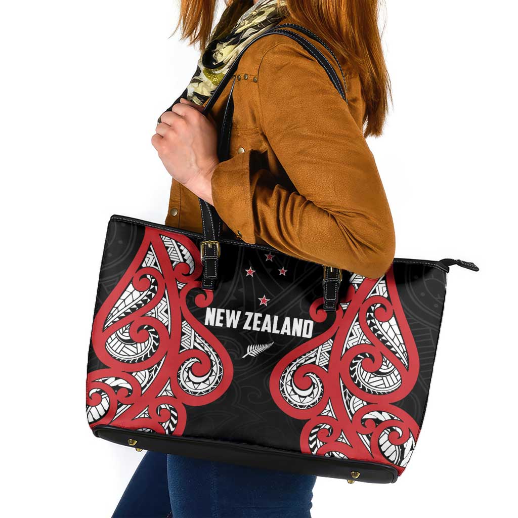 Rugby New Zealand Leather Tote Bag Baby Black Go Champions LT01 Black - Polynesian Pride