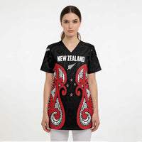 Custom Rugby New Zealand Scrub Top Baby Black Go Champions LT01 - Polynesian Pride