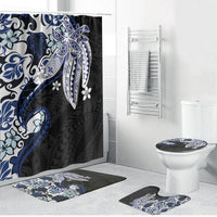 Monstera Plumeria Flowers Blue Bathroom Set Polynesian Pattern LT01 Bathroom Set (4 pcs) Blue - Polynesian Pride
