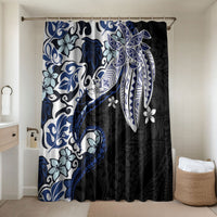Monstera Plumeria Flowers Blue Bathroom Set Polynesian Pattern LT01 Shower Curtain Only Blue - Polynesian Pride