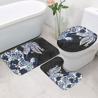 Monstera Plumeria Flowers Blue Bathroom Set Polynesian Pattern LT01 - Polynesian Pride