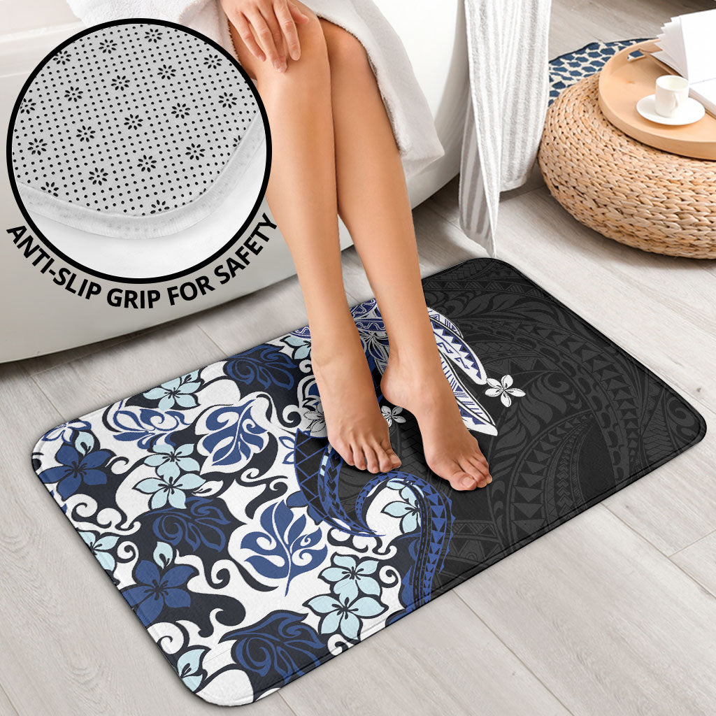Monstera Plumeria Flowers Blue Bathroom Set Polynesian Pattern LT01 - Polynesian Pride