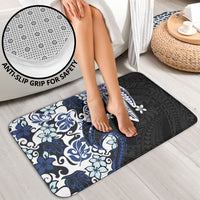 Monstera Plumeria Flowers Blue Bathroom Set Polynesian Pattern LT01 - Polynesian Pride