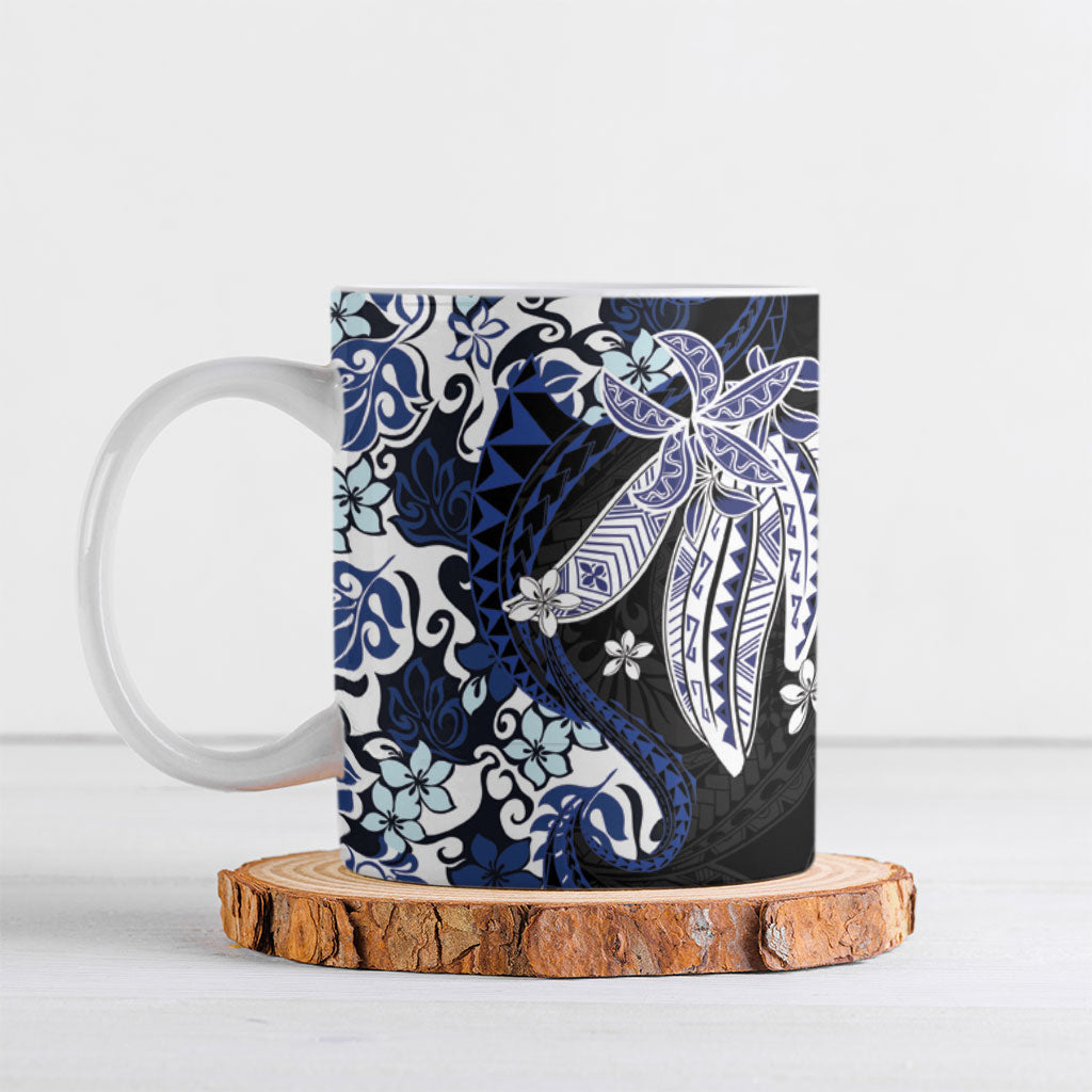 Monstera Plumeria Flowers Blue Ceramic Mug Polynesian Pattern LT01 Blue - Polynesian Pride