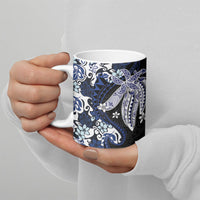Monstera Plumeria Flowers Blue Ceramic Mug Polynesian Pattern LT01 - Polynesian Pride