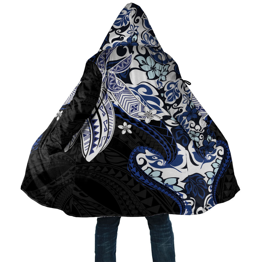 Monstera Plumeria Flowers Blue Cloak Polynesian Pattern LT01 Unisex Blue - Polynesian Pride