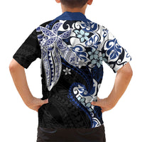 Monstera Plumeria Flowers Blue Kid Hawaiian Shirt Polynesian Pattern LT01 - Polynesian Pride