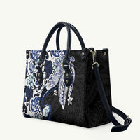 Monstera Plumeria Flowers Blue Leather Bag Polynesian Pattern LT01 Blue - Polynesian Pride