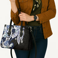 Monstera Plumeria Flowers Blue Leather Bag Polynesian Pattern LT01 - Polynesian Pride