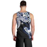 Monstera Plumeria Flowers Blue Men Tank Top Polynesian Pattern LT01 - Polynesian Pride