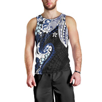 Monstera Plumeria Flowers Blue Men Tank Top Polynesian Pattern LT01 - Polynesian Pride