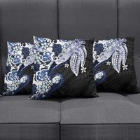 Monstera Plumeria Flowers Blue Pillow Cover Polynesian Pattern LT01 - Polynesian Pride