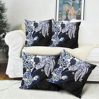 Monstera Plumeria Flowers Blue Pillow Cover Polynesian Pattern LT01 - Polynesian Pride
