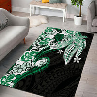 Monstera Plumeria Flowers Green Area Rug Polynesian Pattern LT01 - Polynesian Pride