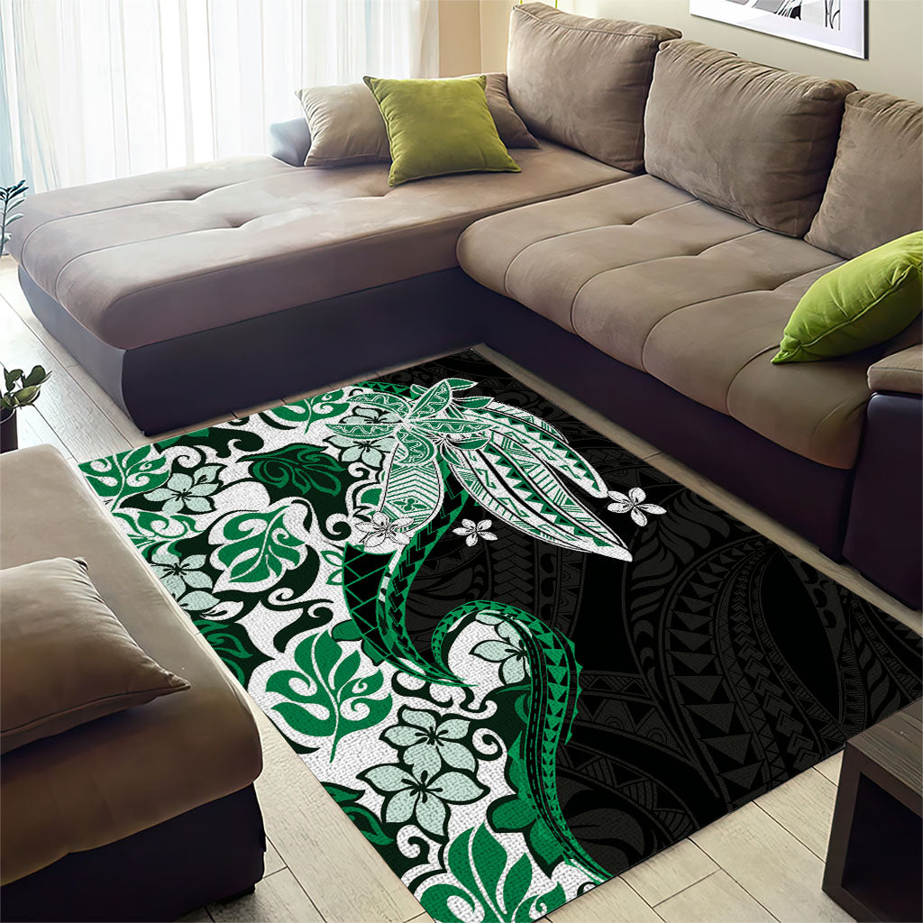 Monstera Plumeria Flowers Green Area Rug Polynesian Pattern LT01 - Polynesian Pride