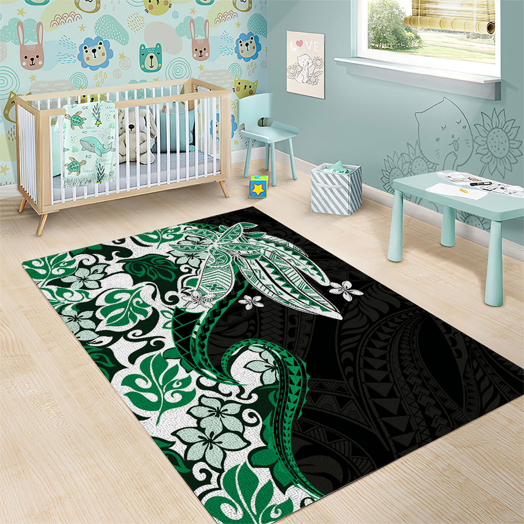 Monstera Plumeria Flowers Green Area Rug Polynesian Pattern LT01 - Polynesian Pride
