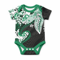 Monstera Plumeria Flowers Green Baby Onesie Polynesian Pattern