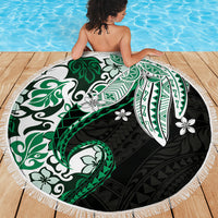 Monstera Plumeria Flowers Green Beach Blanket Polynesian Pattern LT01 - Polynesian Pride