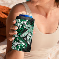 Monstera Plumeria Flowers Green 4 in 1 Can Cooler Tumbler Polynesian Pattern LT01 - Polynesian Pride
