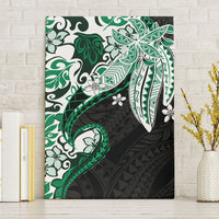 Monstera Plumeria Flowers Green Canvas Wall Art Polynesian Pattern LT01 Without Frame Green - Polynesian Pride