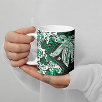 Monstera Plumeria Flowers Green Ceramic Mug Polynesian Pattern LT01 - Polynesian Pride