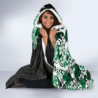 Monstera Plumeria Flowers Green Hooded Blanket Polynesian Pattern LT01 - Polynesian Pride