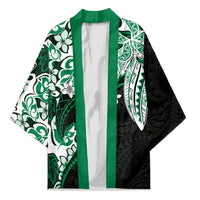Monstera Plumeria Flowers Green Kimono Polynesian Pattern LT01 Unisex Green - Polynesian Pride