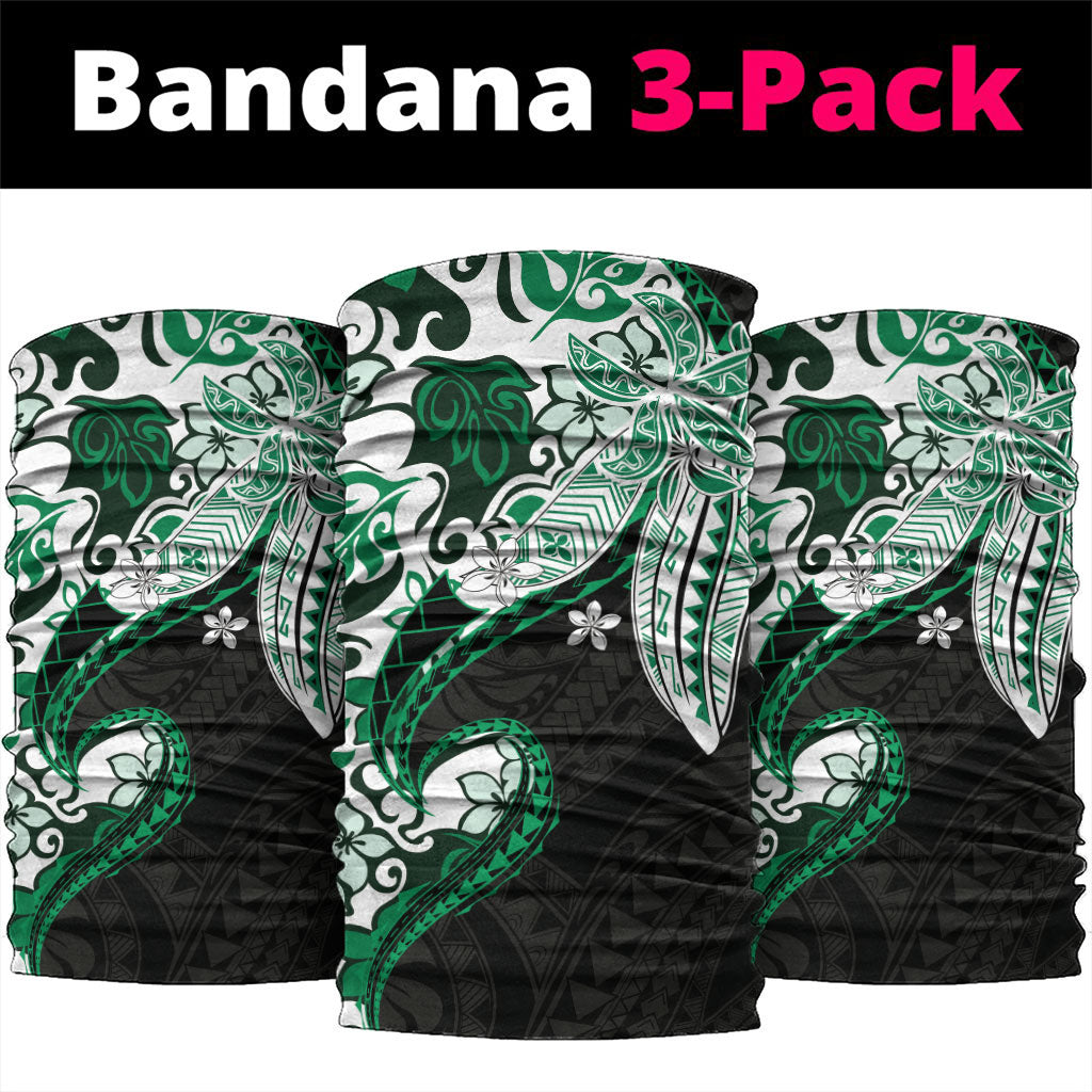 Monstera Plumeria Flowers Green Neck Gaiter Polynesian Pattern LT01 package One Size: 25*50cm Green - Polynesian Pride